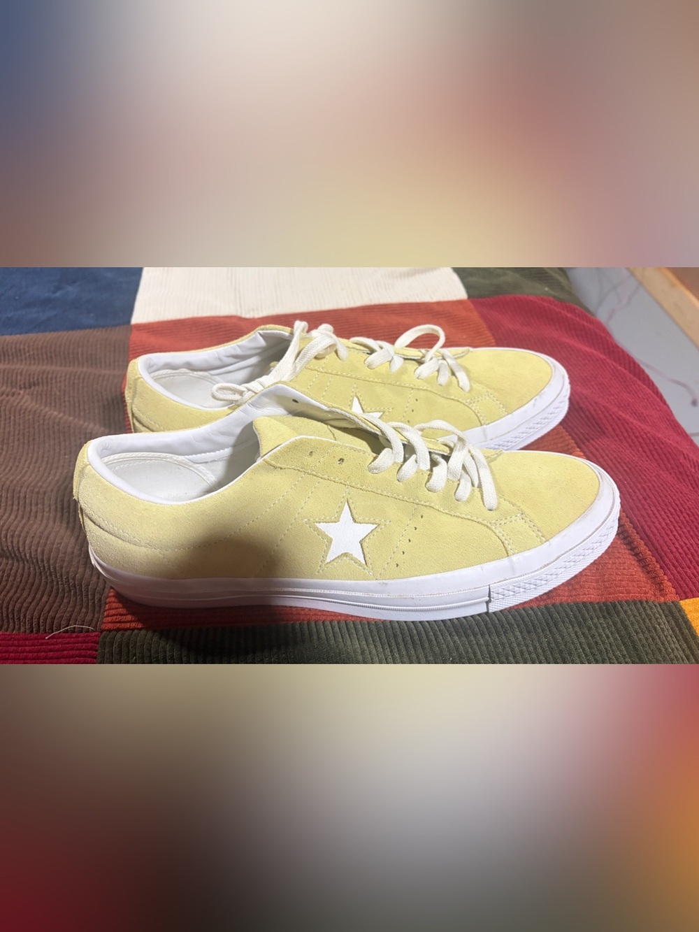 Converse 1 Star Low Top Sneakers Yellow White they are leather suede 1 of a kind